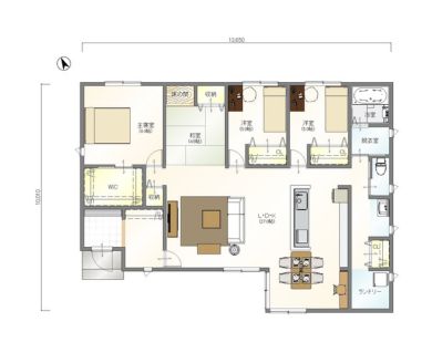4.5帖の畳コーナーが家族のくつろぎを与える36坪3LDK平屋
