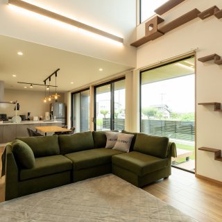 猫と暮らすスキップフロアの家