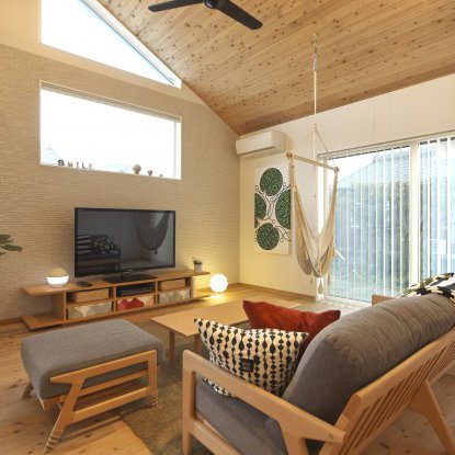 自然素材を活かした開放的なLDK