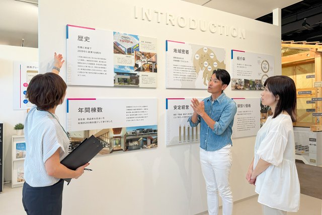 当社の歴史から家つくりに対する想いなど、三昭堂を隅々まで知っていただけるブースを設けました。