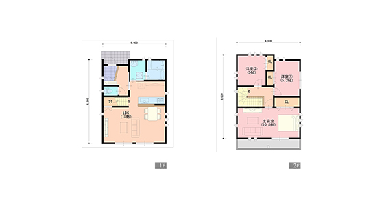 廊下を少なく部屋にしたスクエアハウス