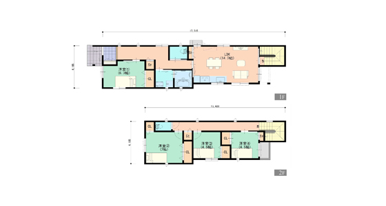 狭小4LDK・2階建