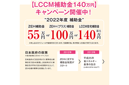 LCCM住宅補助金140万円 キャンペーン開催中！