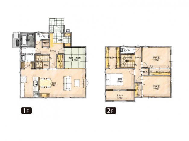 和室とつながる大空間リビングwith家事楽プランの家