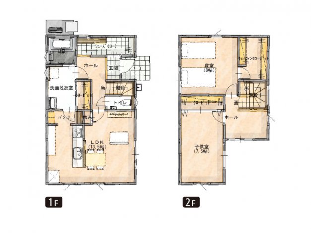 洗濯室と連動する家族クローゼットの家