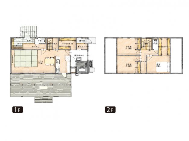 畳コーナーの20帖リビング！広いウッドデッキのある家