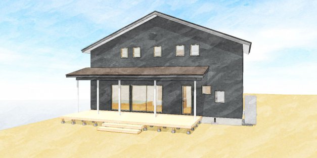 畳コーナーの20帖リビング！広いウッドデッキのある家