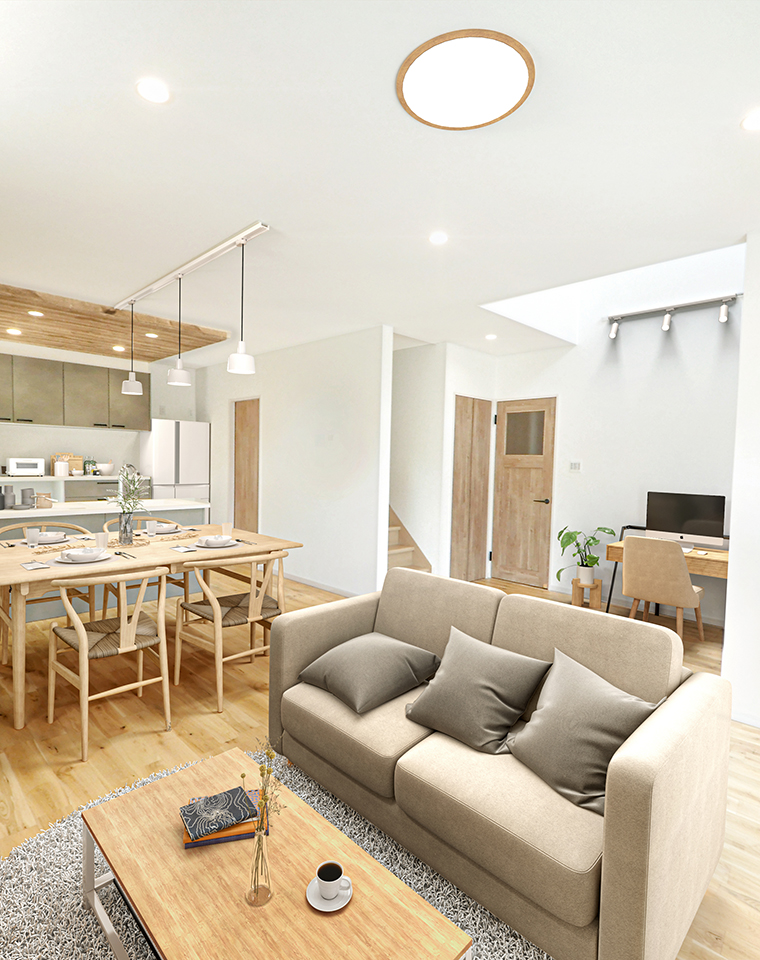 木目調が映えるナチュラルモダンハウス