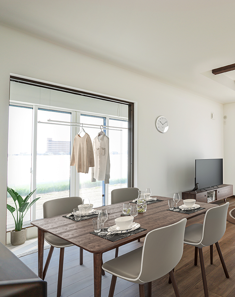 物干しスペースや半地下のあるお家