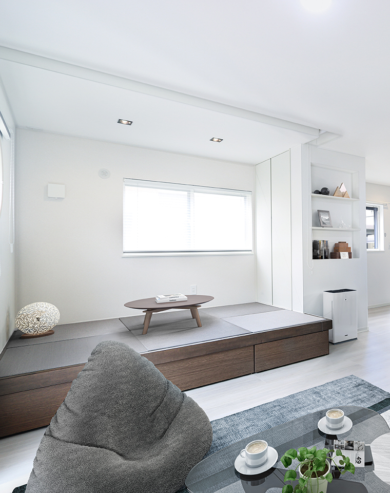 屋上のあるグレーを基調とした和モダン住宅