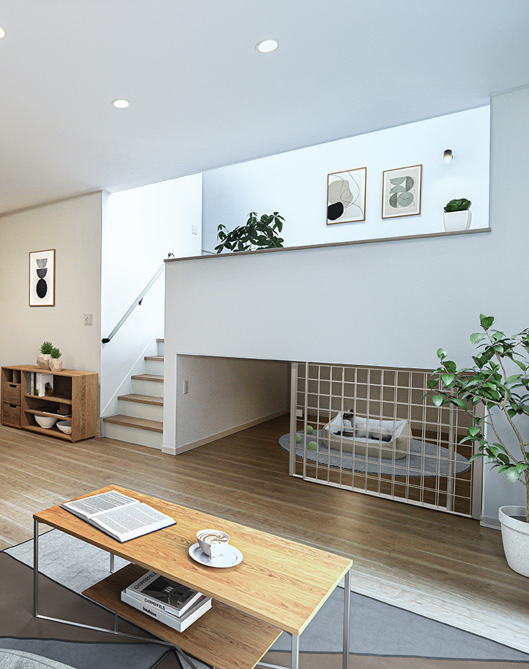 ペットスペースや外部キッチンのあるナチュラルモダン住宅