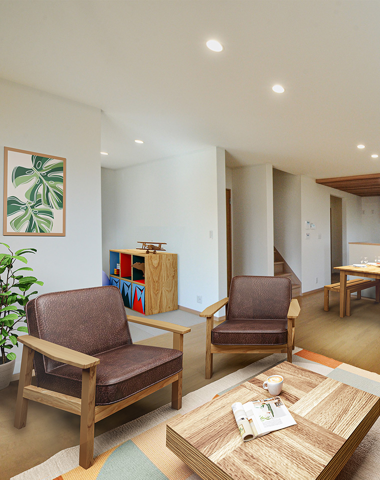 広々ランドリールームのナチュラルモダンなお家