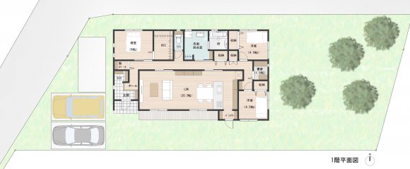 居室のプライベート感にこだわった平屋
