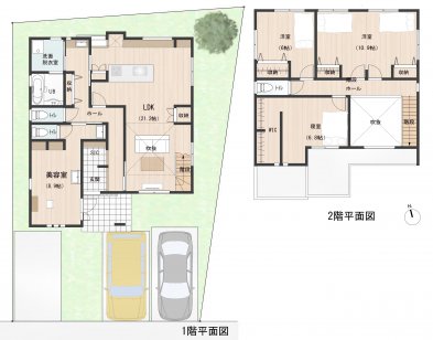 美容室を兼ね備えた住宅