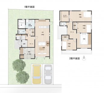 大開口吹き抜けと階段がリビングを開放的に