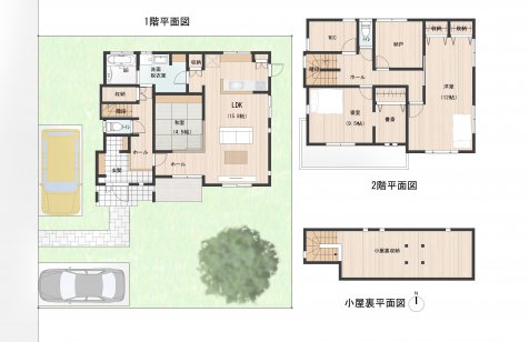 回遊型動線で奥様ラクラク♪小屋裏収納で1F,2Fはスッキリ。