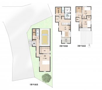 狭小地プラン。インナーガレージのある家