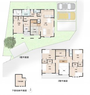 三世代が住むお家。半地下・スキップフロアのある間取り。