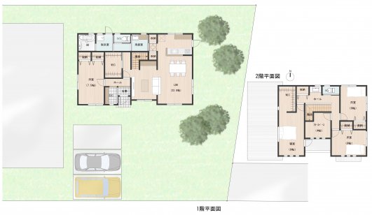 三世代が住むお家。LDKは広々と家族みんなで過ごすことのできる空間。