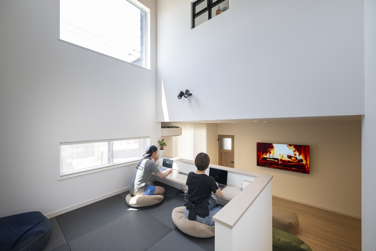 畳敷きで和テイストを加えたスキップフロア