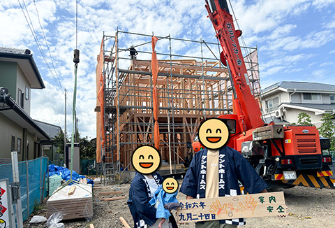 【地鎮祭・上棟】9/24(火)鳴門市H様邸の上棟を行いました
