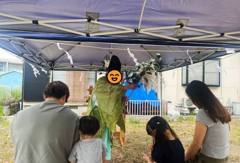 【地鎮祭・上棟】9/21(日) 徳島市K様邸の地鎮祭を執り行いました