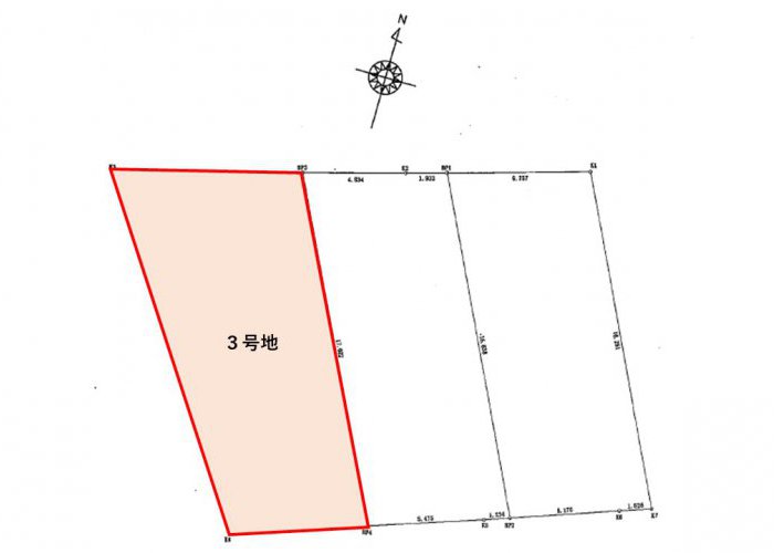 区画図　3号地：131.70㎡　39.83坪