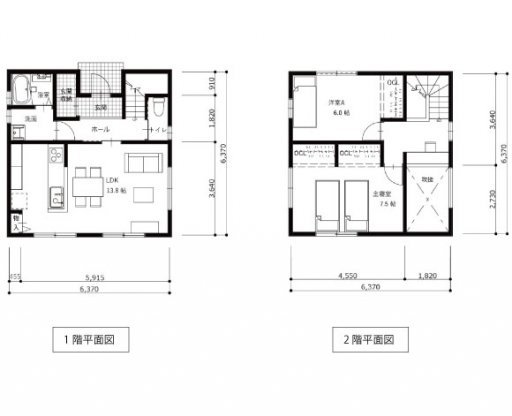 2LDK25坪(吹抜含む)(7×7)