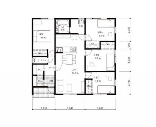 平4LDK27坪(10×11)