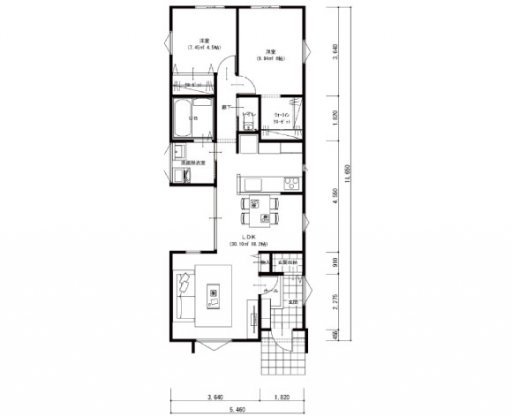 平2LDK21坪(6×13+One)