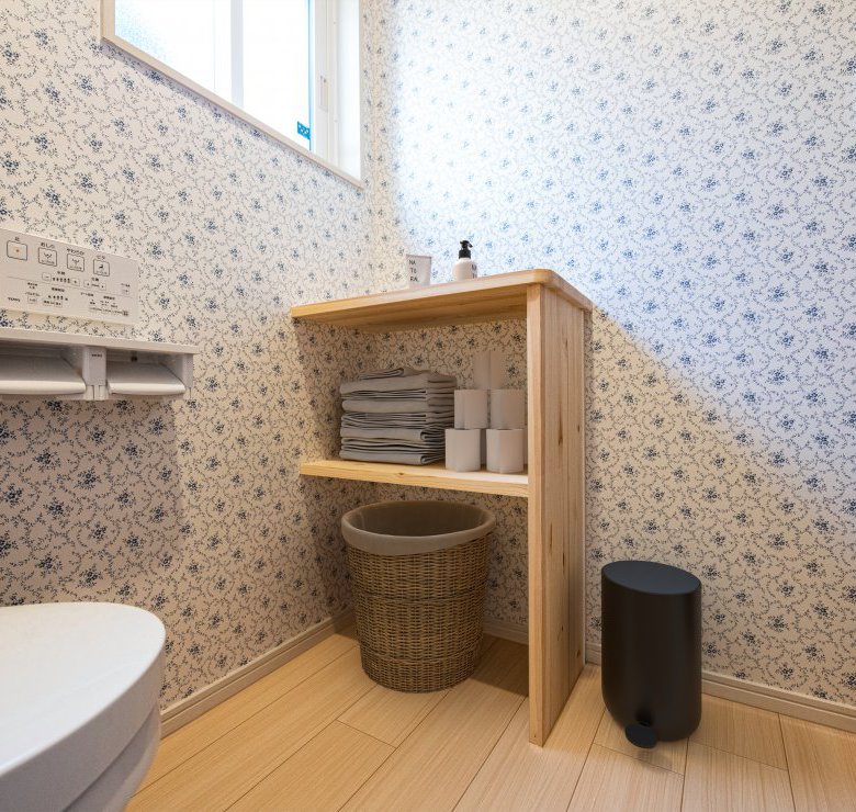 かわいらしさ満点の広々トイレ