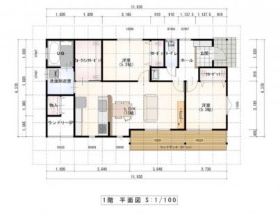 広々LDKとウッドデッキが直結した気持ちのいい平屋