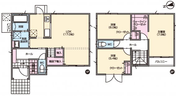 バルコニーとウォークインクローゼットに繋がる大きな寝室が特徴的な住まい