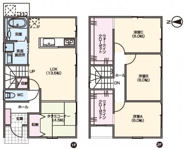 箱型の外観が特徴的なウォークインクローゼットのある住まい