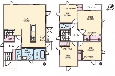 アイランドキッチンのある広々としたLDKが特徴の住まい
