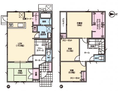 バントリーとウォークインクローゼットのある収納力抜群の住まい