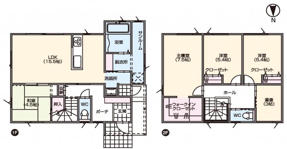 書斎で趣味時間も楽しめる4人家族向けの住まい