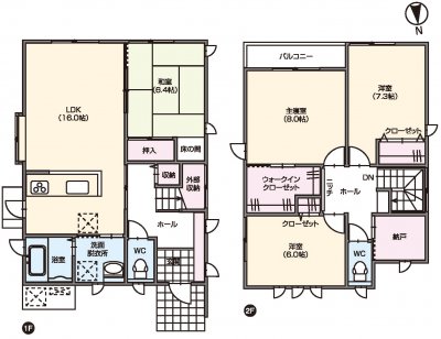 納屋とウォークインクローゼットで収納たっぷりの住まい