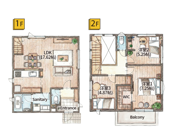 コンパクトなのに、収納、採光すべて揃う。
無駄のない動線と家族のコミュニケーションを重視した機能的な間取りです。