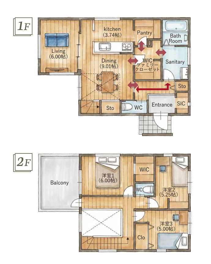 家族みんながゆったりと暮らせる4LDKの間取り図