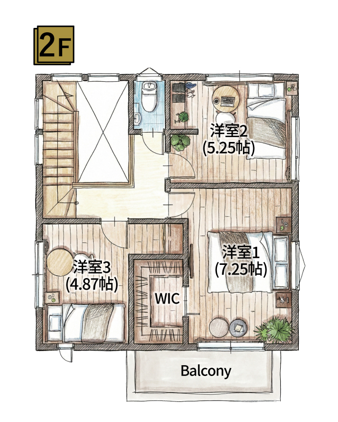 3洋室とWICのある2階間取り図