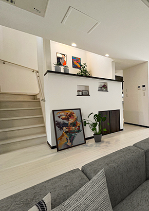 スキップフロアでつながるスタイリッシュハウス